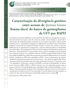 (batata-doce) do banco de germoplasma da UFT por RAP
