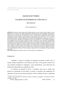 AQUISIÇÃO DE VERBOS: UMA QUESTÃO DE PERSPECTIVA