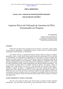 Aspectos Éticos da Utilização de Amostras de DNA Armazenadas