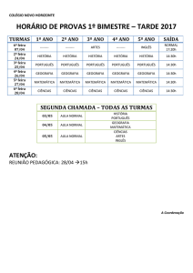 HORÁRIO DE PROVAS 1º BIMESTRE – TARDE 2017