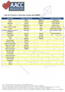 Lista de Produtos e Alimentos aceitos pela AACC.