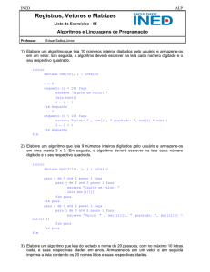 Algoritmos e Linguagens de Programação