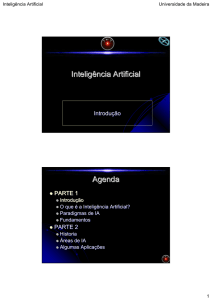 Inteligência Artificial Agenda - Faculdade de Ciências Exatas e da