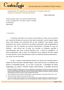 liberdade de crença e a objeção à transfusão de sangue por