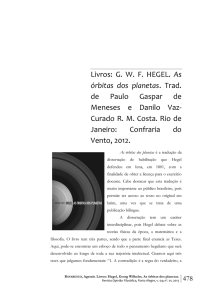 Livros: G. W. F. HEGEL. As órbitas dos planetas. Trad. de Paulo