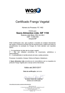 Certificado Frango Vegetal