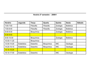 Horário 2º semestre - 2009/1 Horário segunda Terça