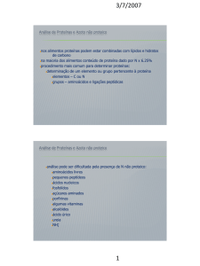 Análise de Proteínas e Azoto não proteico nos alimentos proteínas