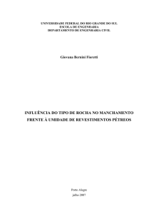 INFLUÊNCIA DO TIPO DE ROCHA NO MANCHAMENTO FRENTE