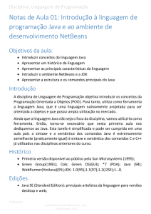 Notas de Aula 01: Introdução à linguagem de programação Java e