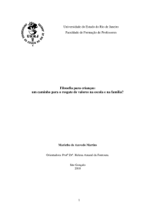 Filosofia para crianças: um caminho para o resgate de valores na