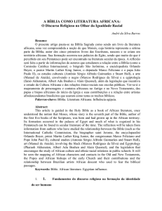 A BÍBLIA COMO LITERATURA AFRICANA: O Discurso Religioso no