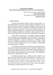 52. estudo de verbos que selecionam objeto de escala ou extensão