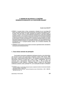 A ORDEM DE PALAVRAS E O CARÁTER NOMINATIVO/ERGATIVO