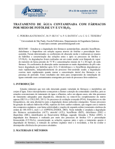 tratamento de água contaminada com fármacos por meio de fotólise