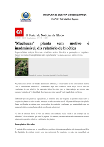 `Machucar` planta sem motivo é inadmissível, diz relatório de bioética