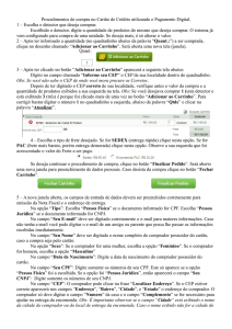 Procedimentos de compra no Cart&atilde;o de Cr&eacute;dito utilizando o