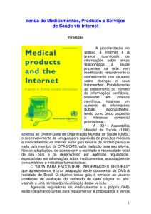 Venda de Medicamentos, Produtos e Serviços de Saúde via Internet