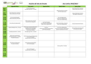 Horário da Sala de Estudo Ano Letivo 2016/2017 Segunda