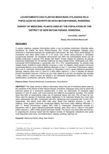 Levantamento das plantas medicinais utilizadas pela população do