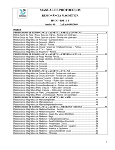 Protocolos RM - Ressonância Magnética - 2009