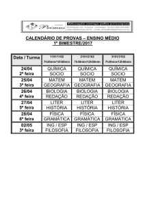 CALENDÁRIO DE PROVAS 1º BI E M 2017