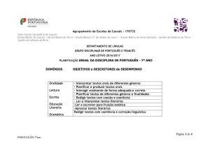 Planificação 7º Português - Agrupamento de Escolas de Cascais