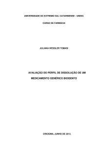 AVALIAÇÃO DO PERFIL DE DISSOLUÇÃO DE UM MEDICAMENTO