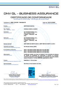 Certificado nº: DNV 13.0135 - Revisão 01