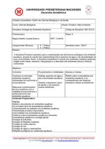 Ecologia de Ambientes Aquáticos - Universidade Presbiteriana