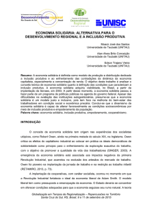 ECONOMIA SOLIDÁRIA: ALTERNATIVA PARA O