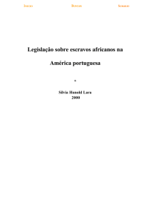 Legislaçâo sobre escravos africanos na América Portuguesa