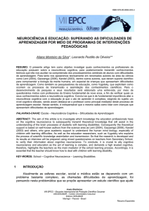 neuroci&ecirc;ncia e educa&ccedil;&atilde;o: superando as dificuldades