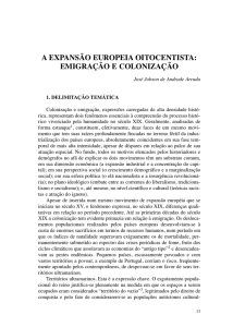 a expansão europeia oitocentista: emigração e colonização