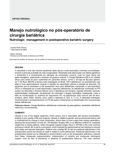 Manejo nutrológico no pós-operatório de cirurgia bariátrica
