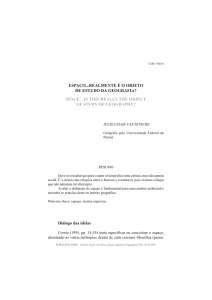 ESPAÇO...REALMENTE É O OBJETO DE ESTUDO DA GEOGRAFIA?