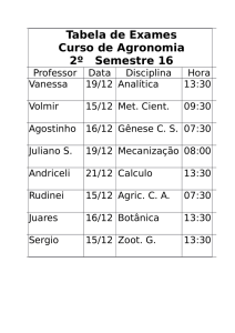 Tabela de Exames Curso de Agronomia 2º Semestre 16