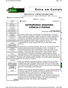 REVISTA CIÊNCIAONLINE ASTRONOMIA AMADORA: CIÊNCIA E