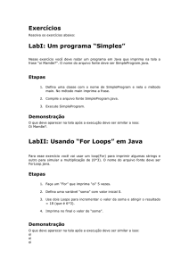 LabII: Usando “For Loops” em Java