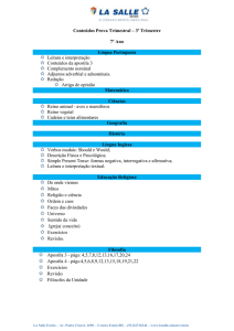 Conteúdos Prova Trimestral – 3º Trimestre 7º Ano