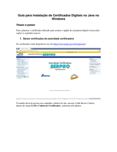 Guia para instalação de Certificados Digitais no Java no Windows