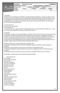 1-1 Avaliação: Exercícios On Line 1º Bimestre DISCIPLINA: Filosofia