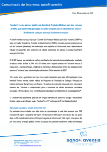 Taxotere® recebe parecer positivo do Comitê de Produtos Médicos