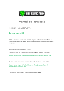Manual de Geração de CSR - Tomcat Servidor Java