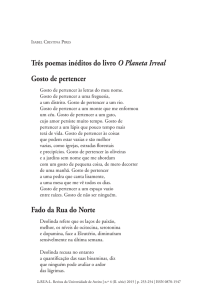 três poemas inéditos do livro O Planeta Irreal gosto de pertencer