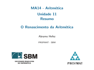 MA14 - Aritmética .2cm Unidade 11 Resumo .5cm O Renascimento