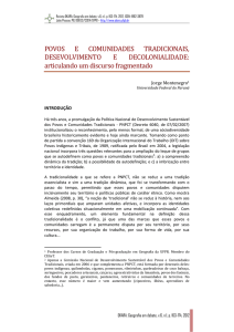 POVOS E COMUNIDADES TRADICIONAIS, DESEVOLVIMENTO E