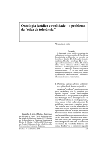 Ontologia jurídica e realidade – o problema da “ética da tolerância”