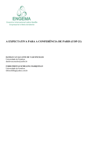 a expectativa para a conferência de paris (cop-21)