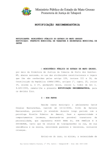 notificação recomendatória - Ministério Público do Estado de Mato